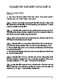 Tài liệu ôn tập môn Vật lí lớp 10